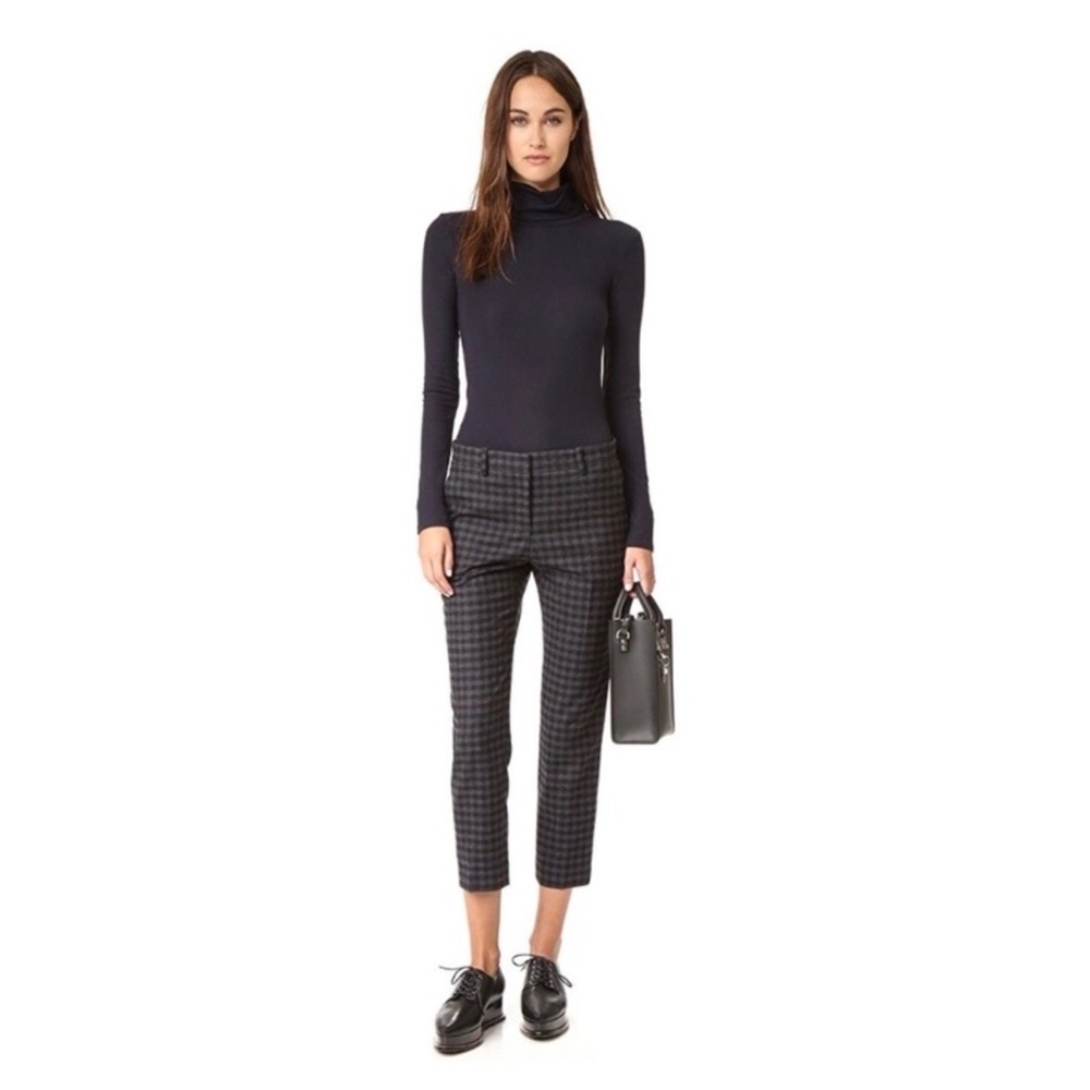Theory Treeca 2 Brisk Check Wool Blend Dress Pants Size 6 Charcoal Grey